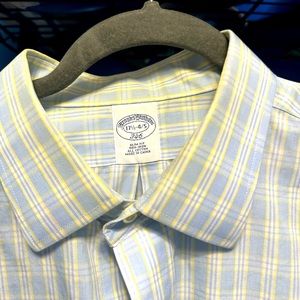 Brooks brothers dress shirt blue and yellow checkered